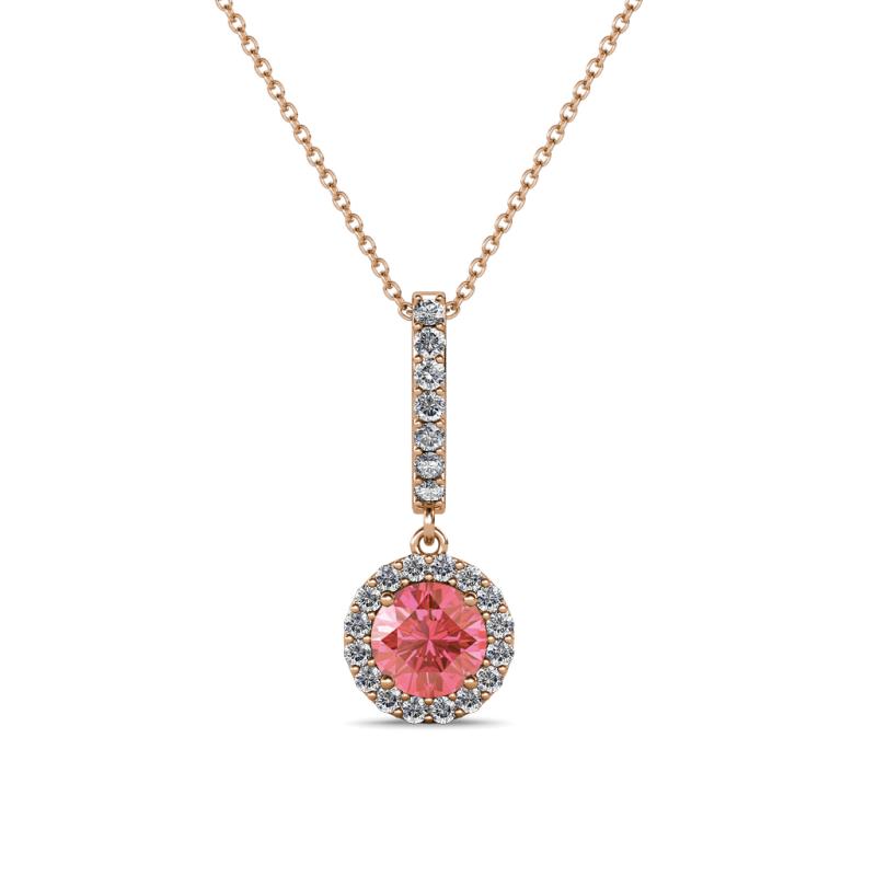 Beth Pink Tourmaline and Diamond Halo Pendant 