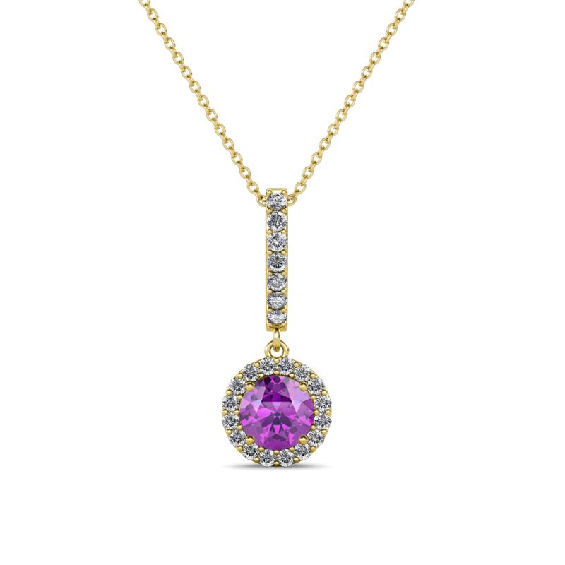 Beth Amethyst and Diamond Halo Pendant 