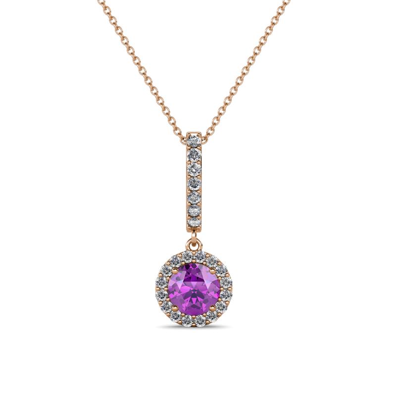 Beth Amethyst and Diamond Halo Pendant 