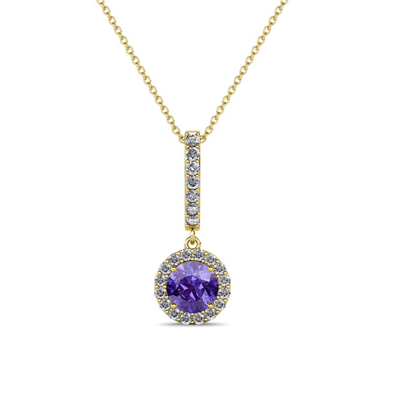 Beth Iolite and Diamond Halo Pendant 