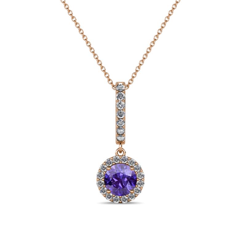 Beth Iolite and Diamond Halo Pendant 