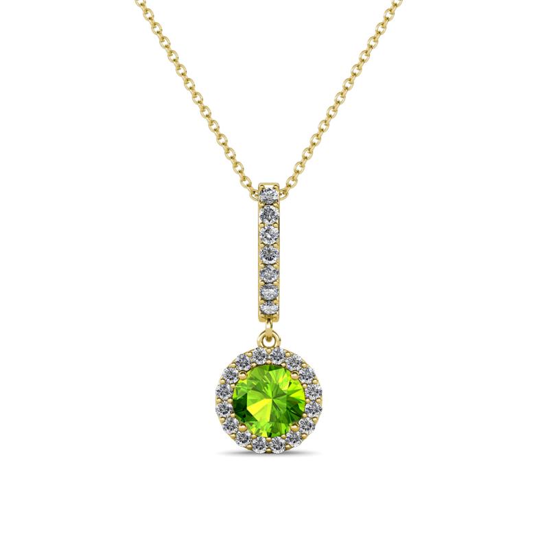 Beth Peridot and Diamond Halo Pendant 