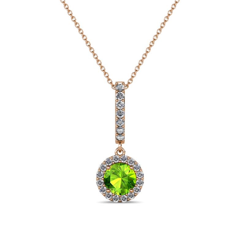 Beth Peridot and Diamond Halo Pendant 