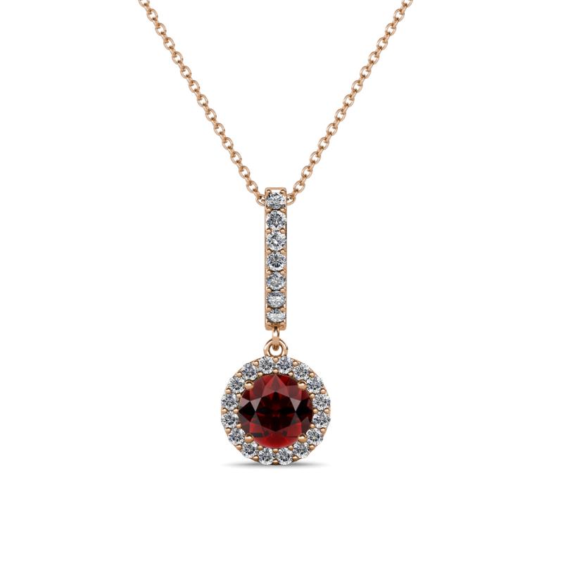 Beth Red Garnet and Diamond Halo Pendant 