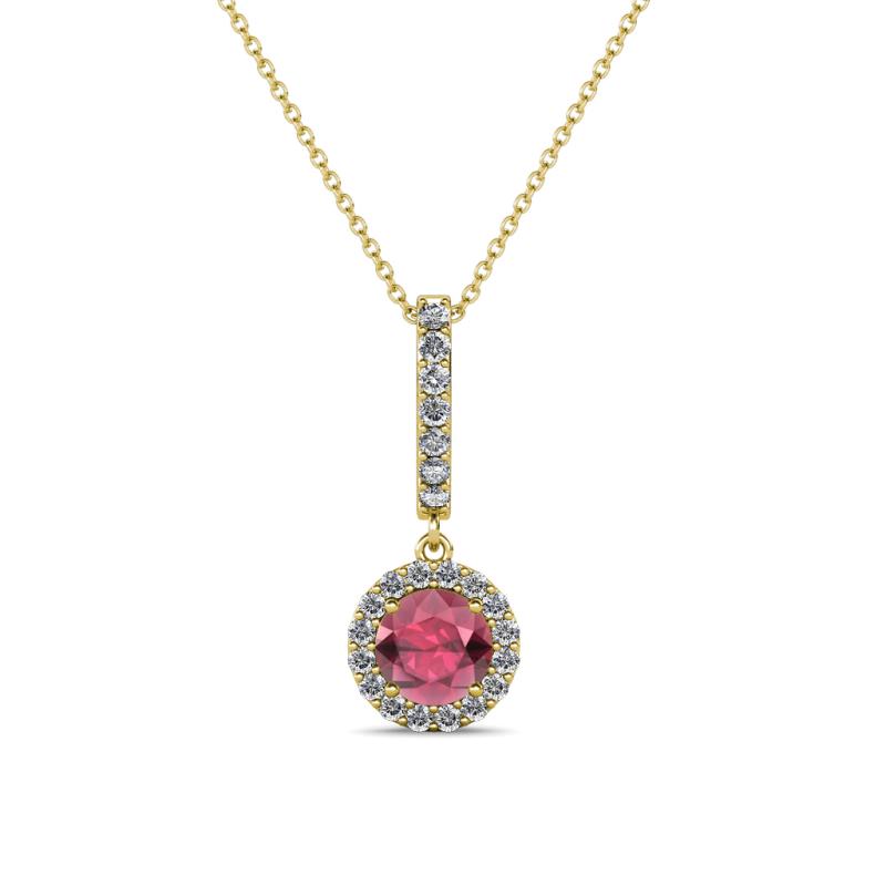 Beth Rhodolite Garnet and Diamond Halo Pendant 