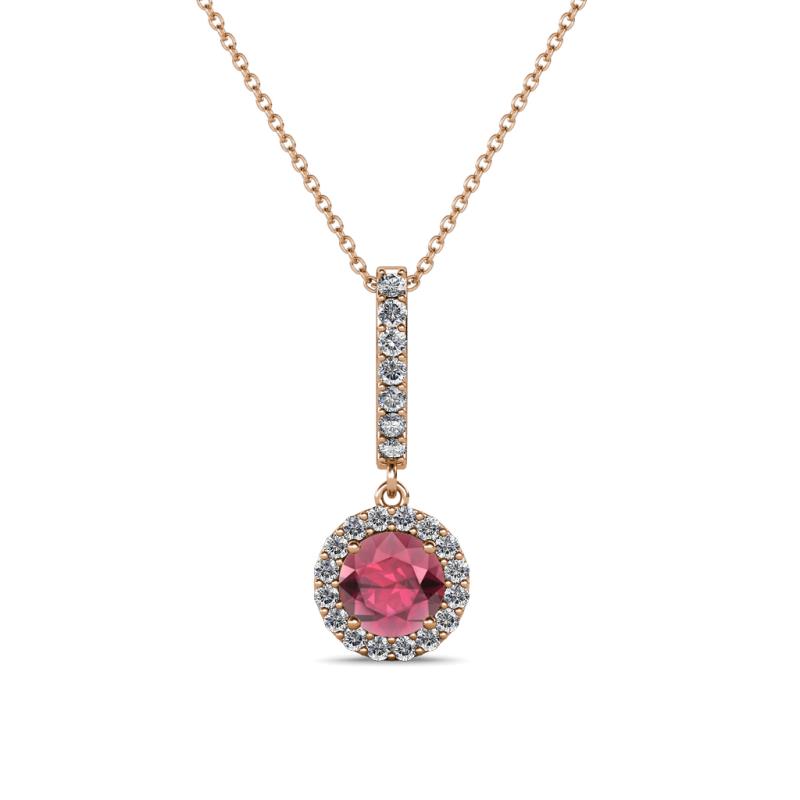 Beth Rhodolite Garnet and Diamond Halo Pendant 