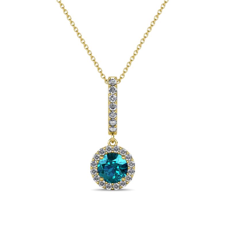 Beth London Blue Topaz and Diamond Halo Pendant 