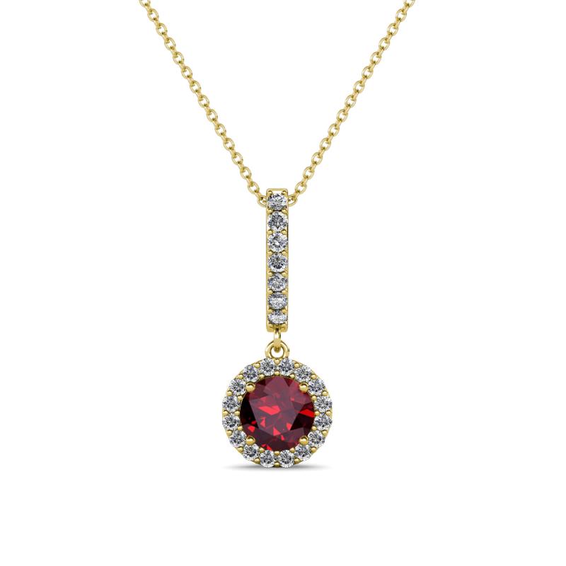 Beth Ruby and Diamond Halo Pendant 