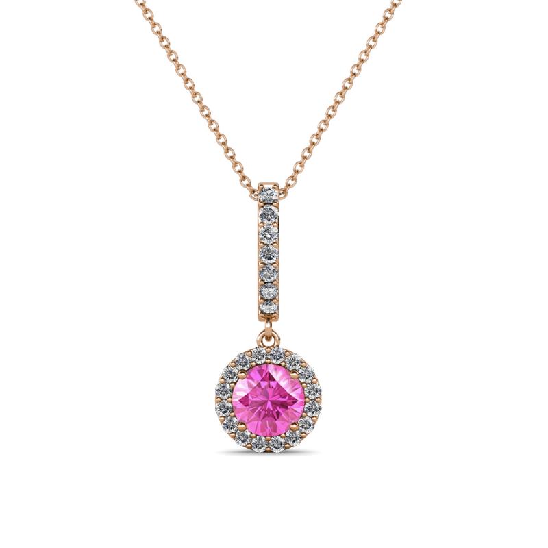 Beth Pink Sapphire and Diamond Halo Pendant 