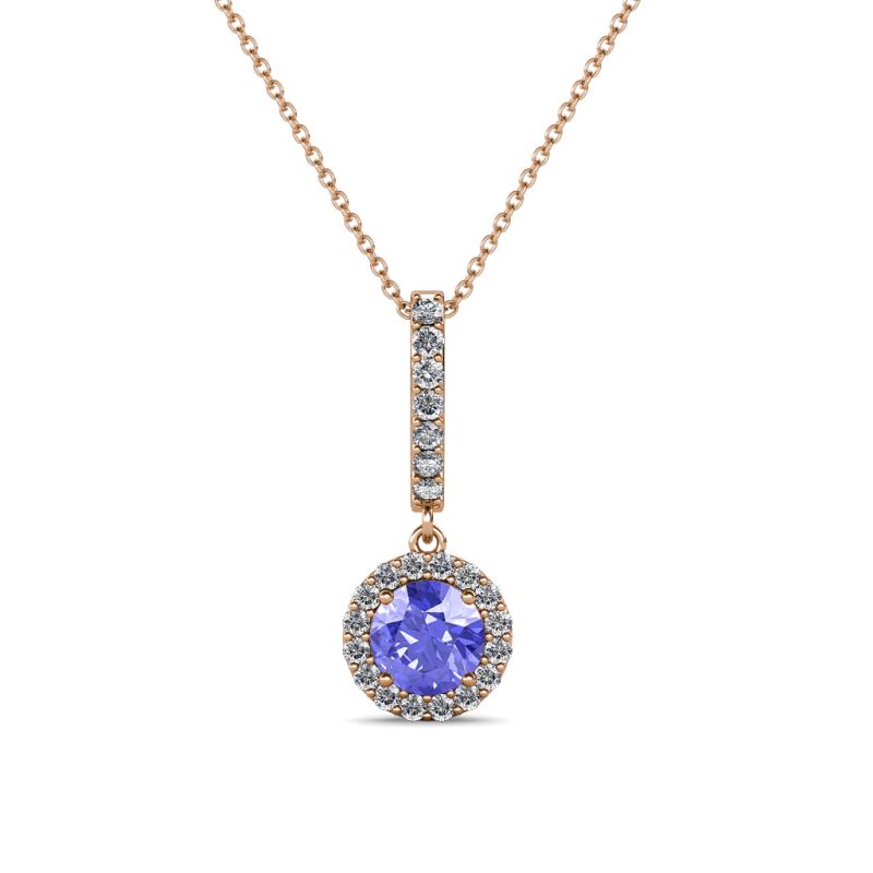 Beth Tanzanite and Diamond Halo Pendant 