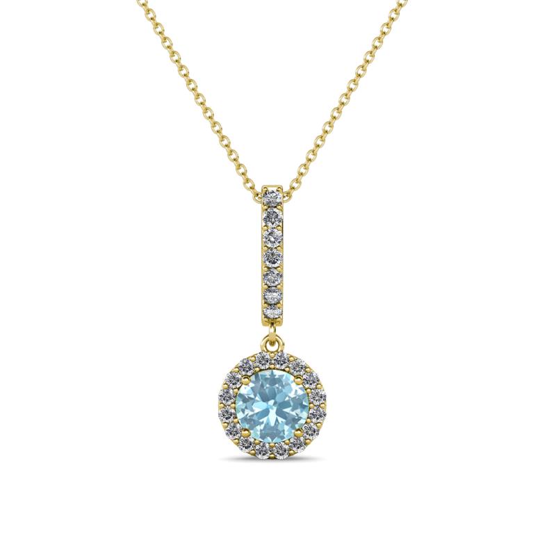 Beth Aquamarine and Diamond Halo Pendant 