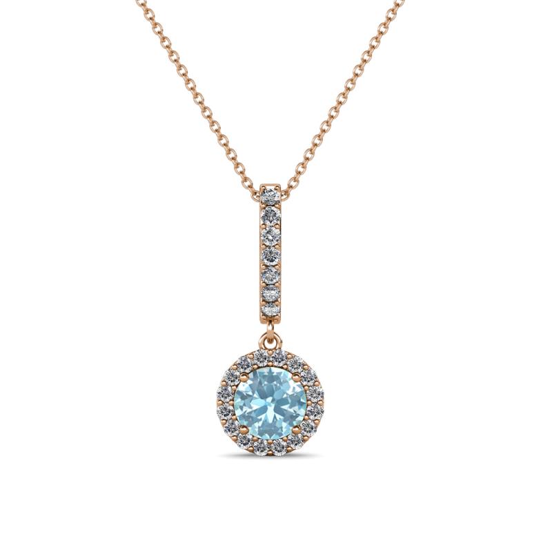 Beth Aquamarine and Diamond Halo Pendant 