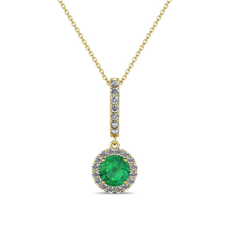 Beth Emerald and Diamond Halo Pendant 