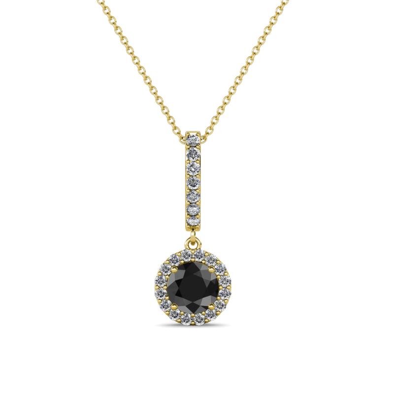 Beth Black and White Diamond Halo Pendant 