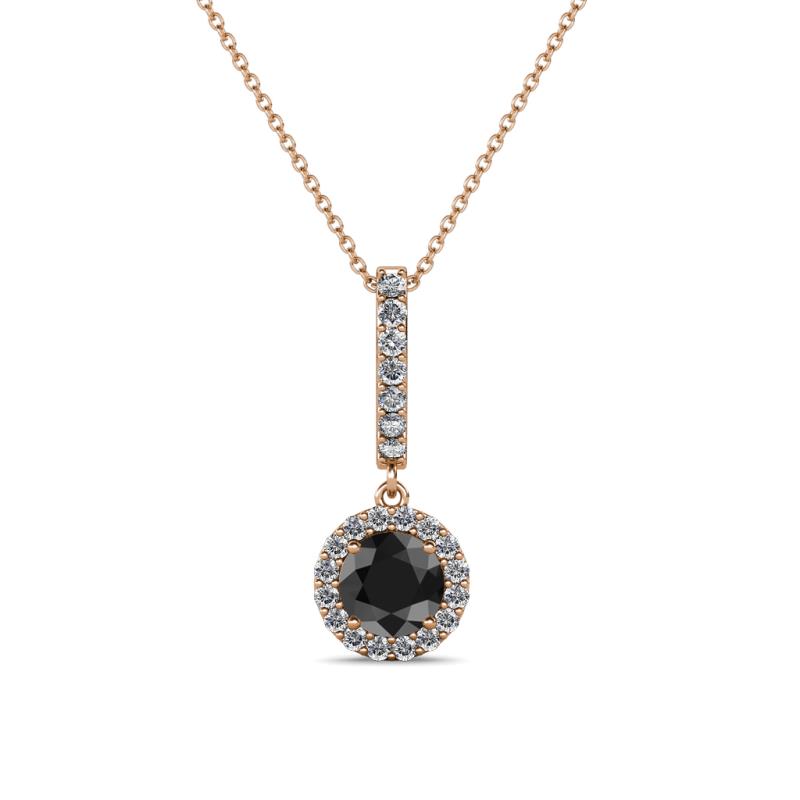 Beth Black and White Diamond Halo Pendant 