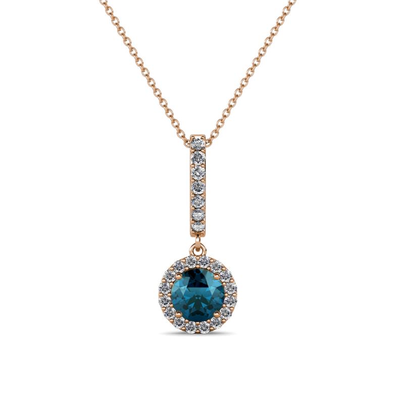 Beth Blue and White Diamond Halo Pendant 