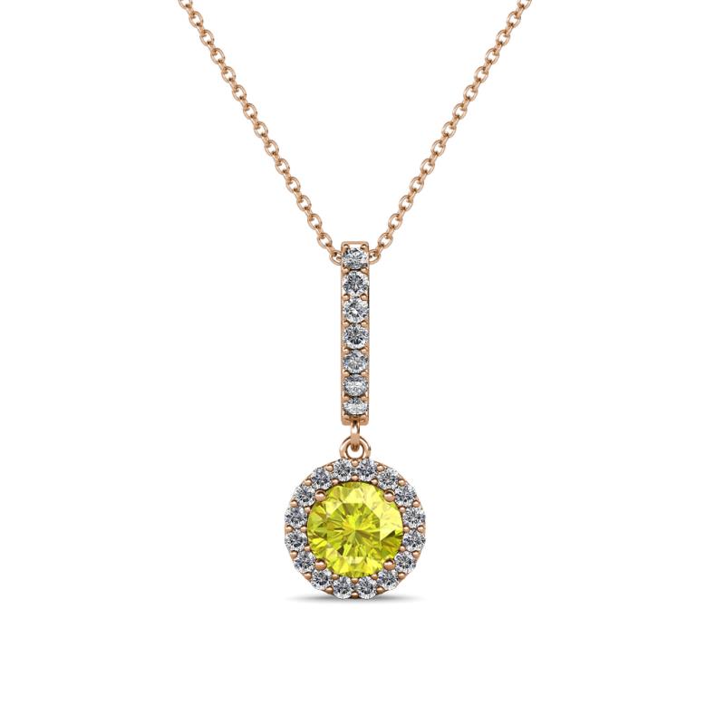 Beth Yellow and White Diamond Halo Pendant 