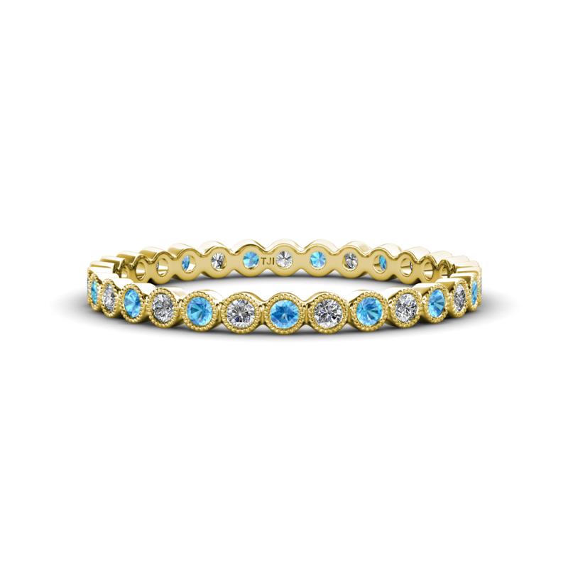 Arria 2.00 mm Blue Topaz and Diamond Eternity Band 