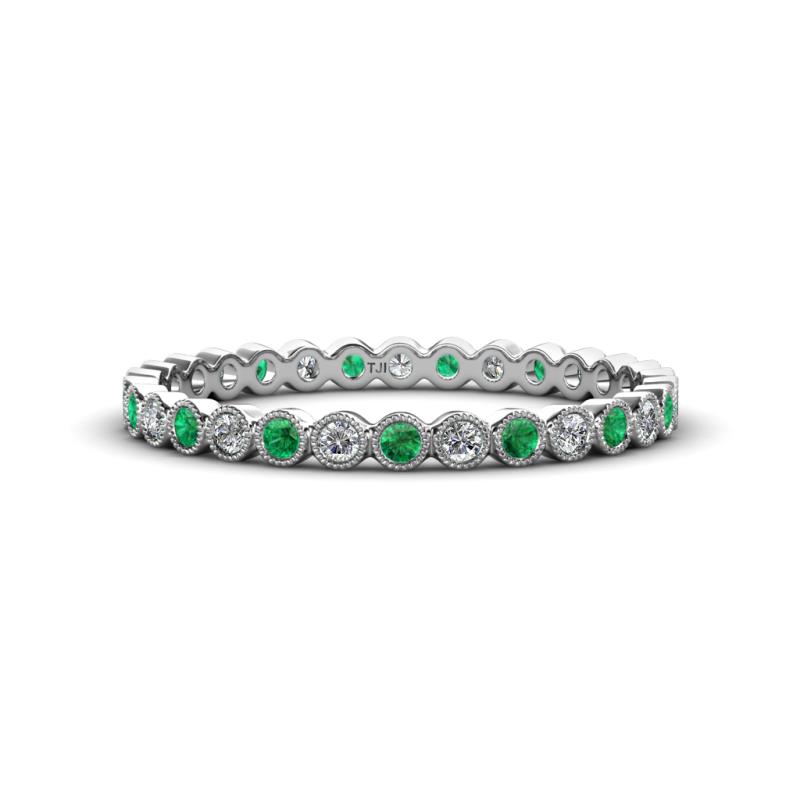 Arria 2.00 mm Created Emerald and Diamond Eternity Band 