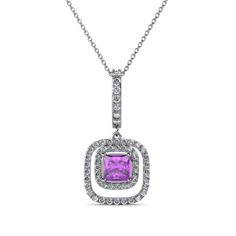 Rosalyn Amethyst and Diamond Halo Pendant 