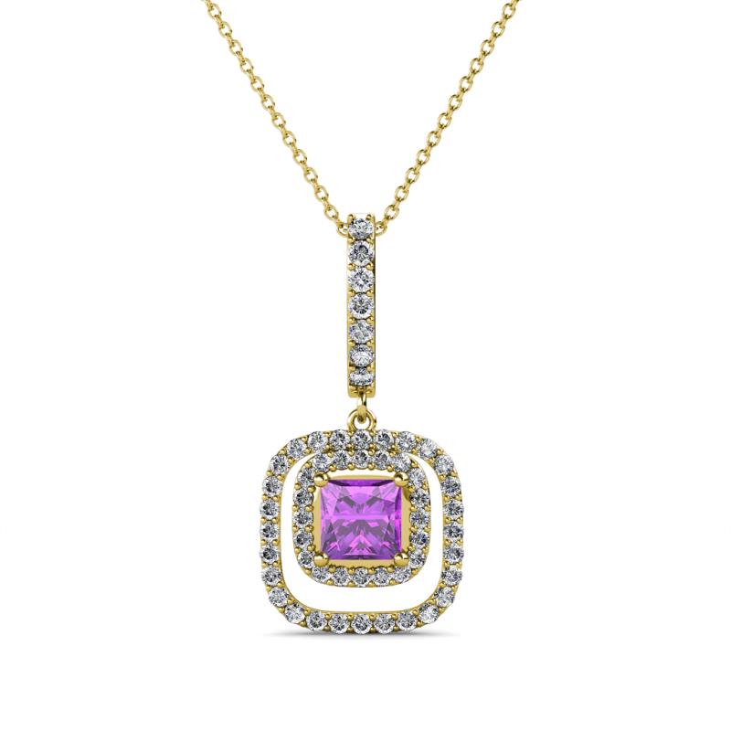 Rosalyn Amethyst and Diamond Halo Pendant 