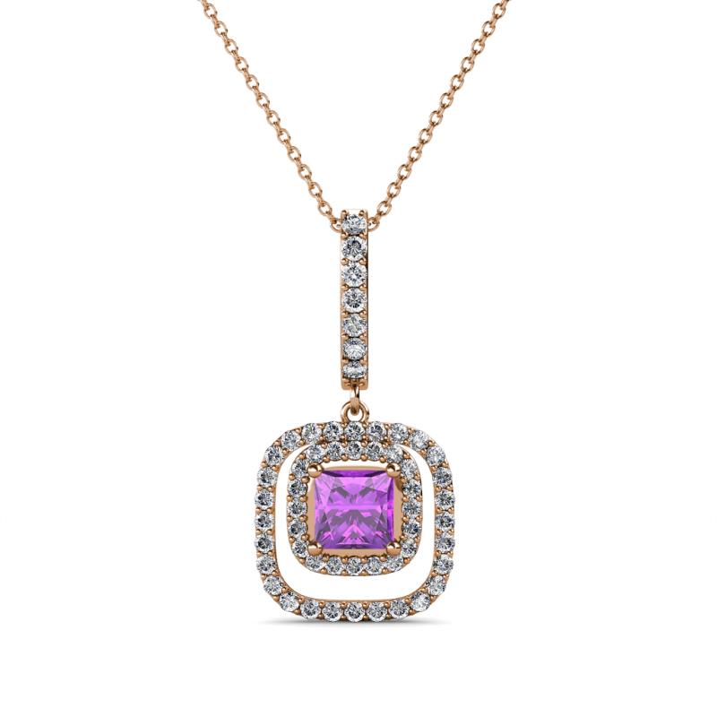 Rosalyn Amethyst and Diamond Halo Pendant 