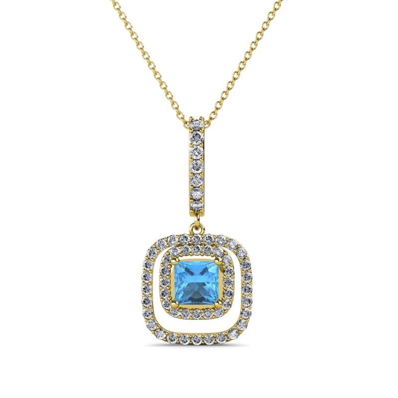 Rosalyn Blue Topaz and Diamond Halo Pendant 
