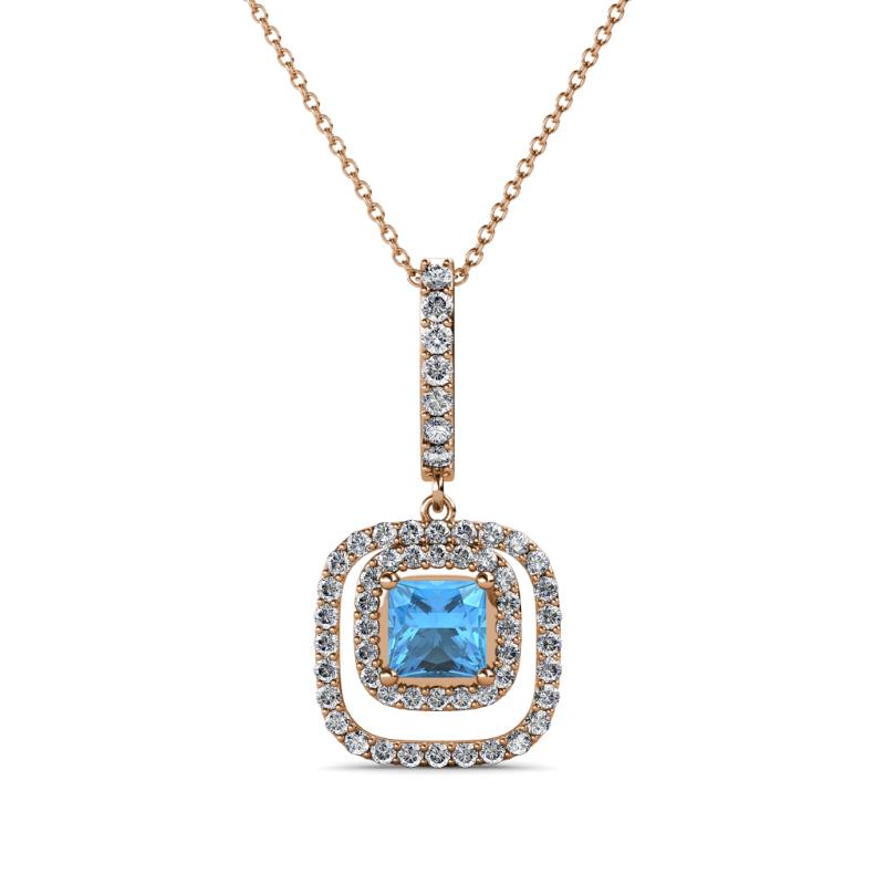 Rosalyn Blue Topaz and Diamond Halo Pendant 