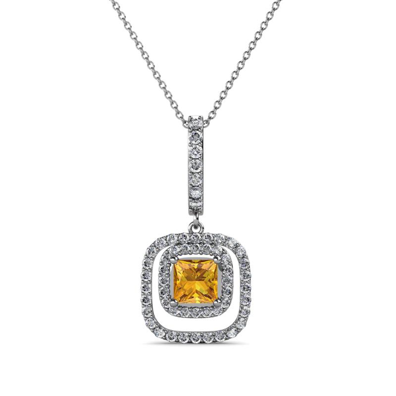 Rosalyn Citrine and Diamond Halo Pendant 