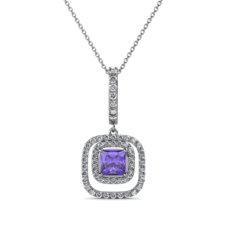 Rosalyn Iolite and Diamond Halo Pendant 