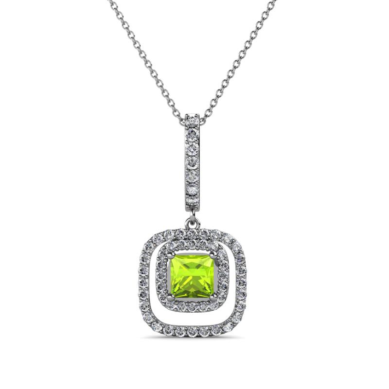 Rosalyn Peridot and Diamond Halo Pendant 