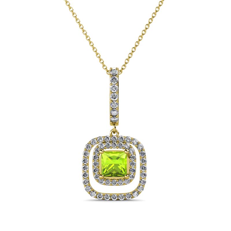Rosalyn Peridot and Diamond Halo Pendant 