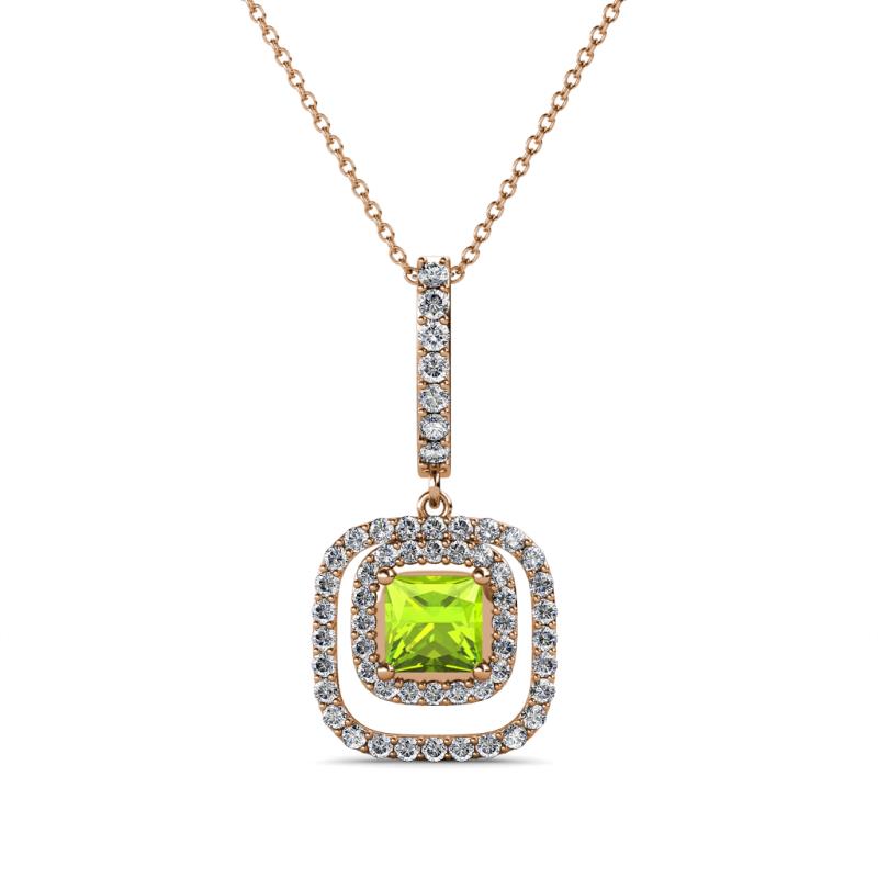 Rosalyn Peridot and Diamond Halo Pendant 