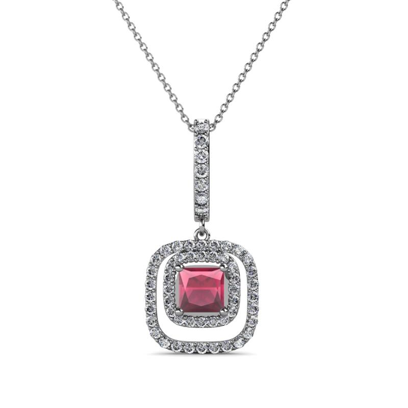Rosalyn Rhodolite Garnet and Diamond Halo Pendant 