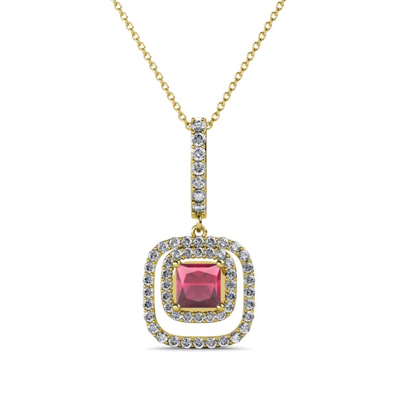 Rosalyn Rhodolite Garnet and Diamond Halo Pendant 