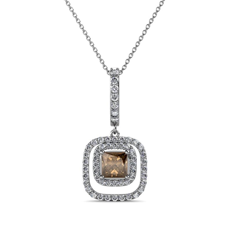 Rosalyn Smoky Quartz and Diamond Halo Pendant 