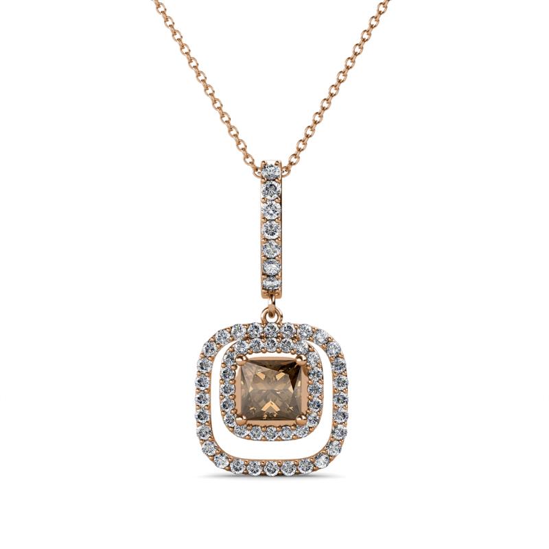 Rosalyn Smoky Quartz and Diamond Halo Pendant 