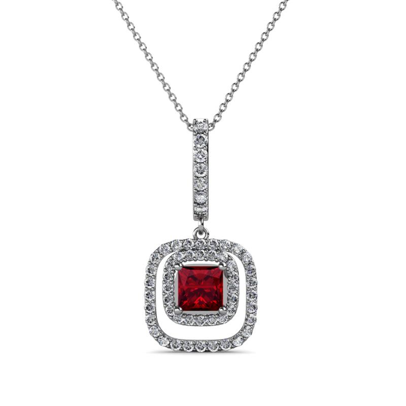 Rosalyn Ruby and Diamond Halo Pendant 