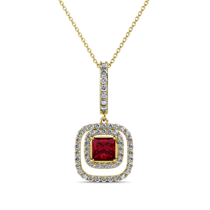 Rosalyn Ruby and Diamond Halo Pendant 
