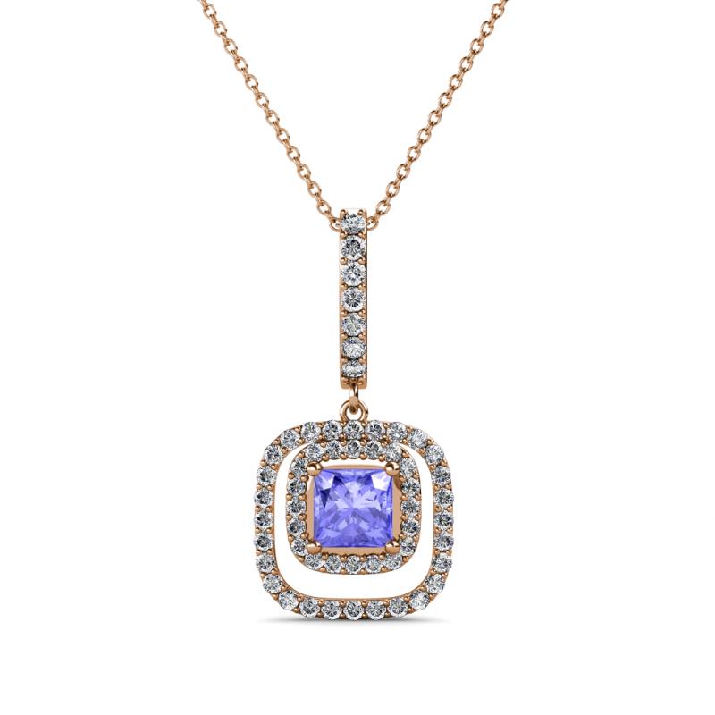 Rosalyn Tanzanite and Diamond Halo Pendant 