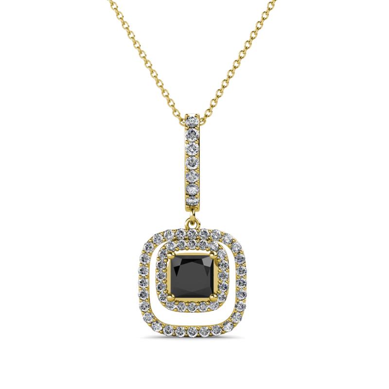 Rosalyn Black and White Diamond Halo Pendant 