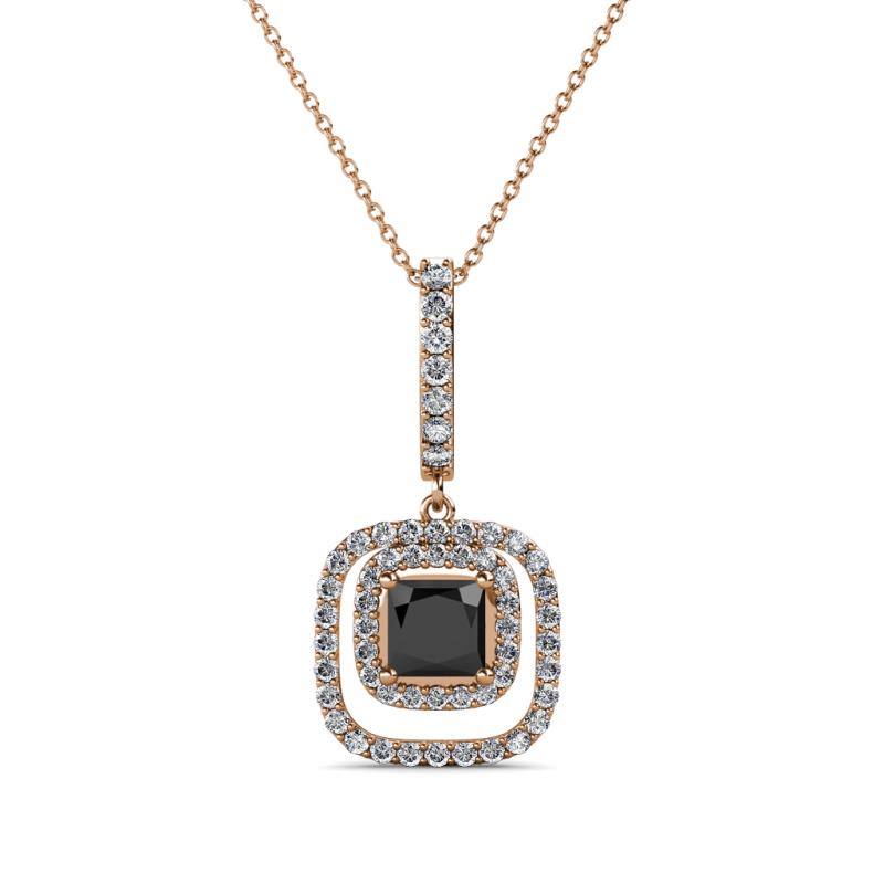Rosalyn Black and White Diamond Halo Pendant 