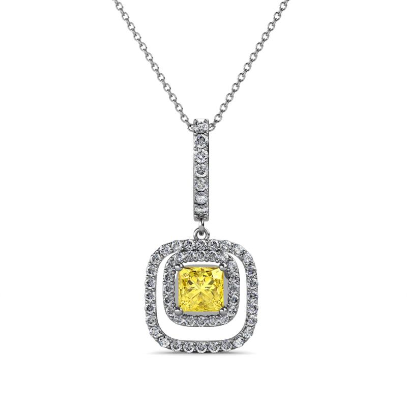 Rosalyn Yellow Sapphire and Diamond Halo Pendant 