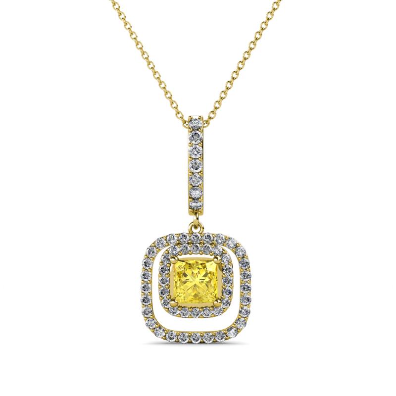 Rosalyn Yellow Sapphire and Diamond Halo Pendant 
