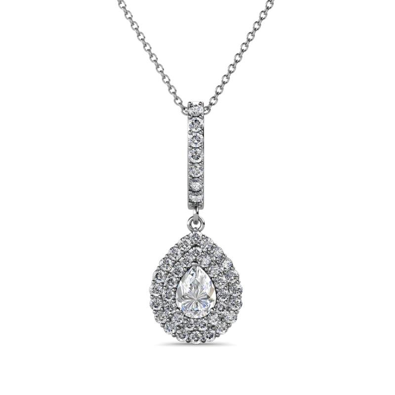 Liz Diamond Teardrop Halo Pendant 