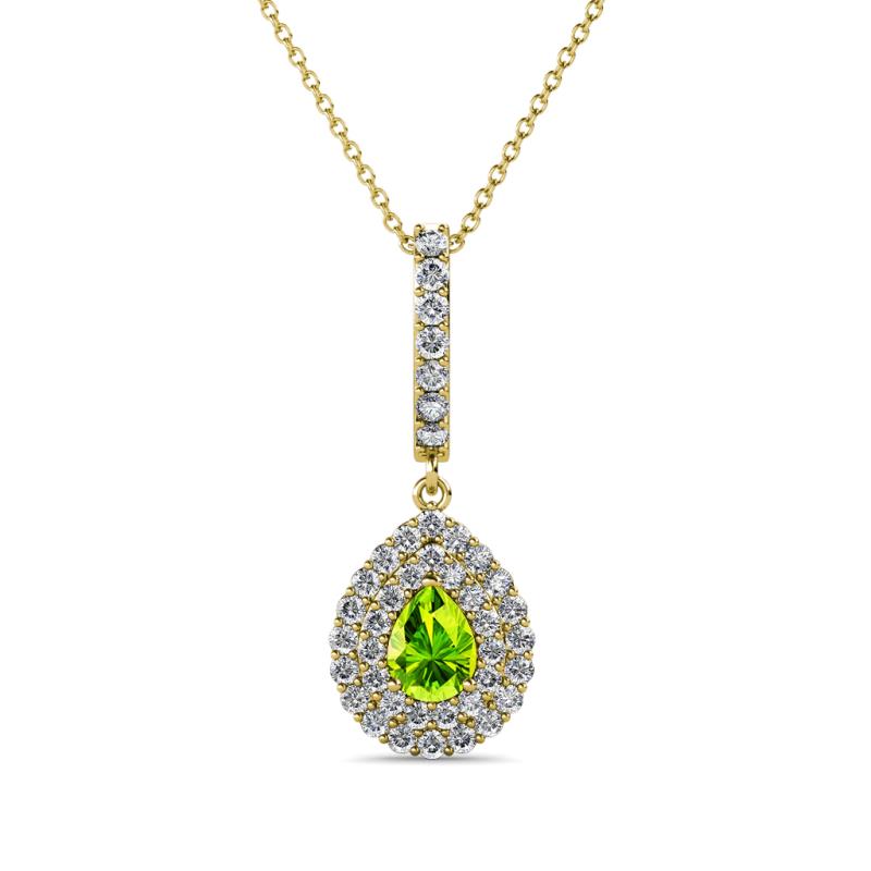 Liz Peridot and Diamond Teardrop Halo Pendant 