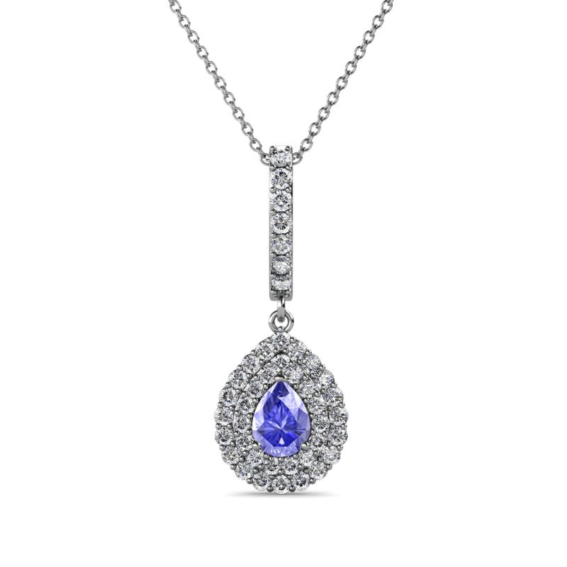 Liz Tanzanite and Diamond Teardrop Halo Pendant 