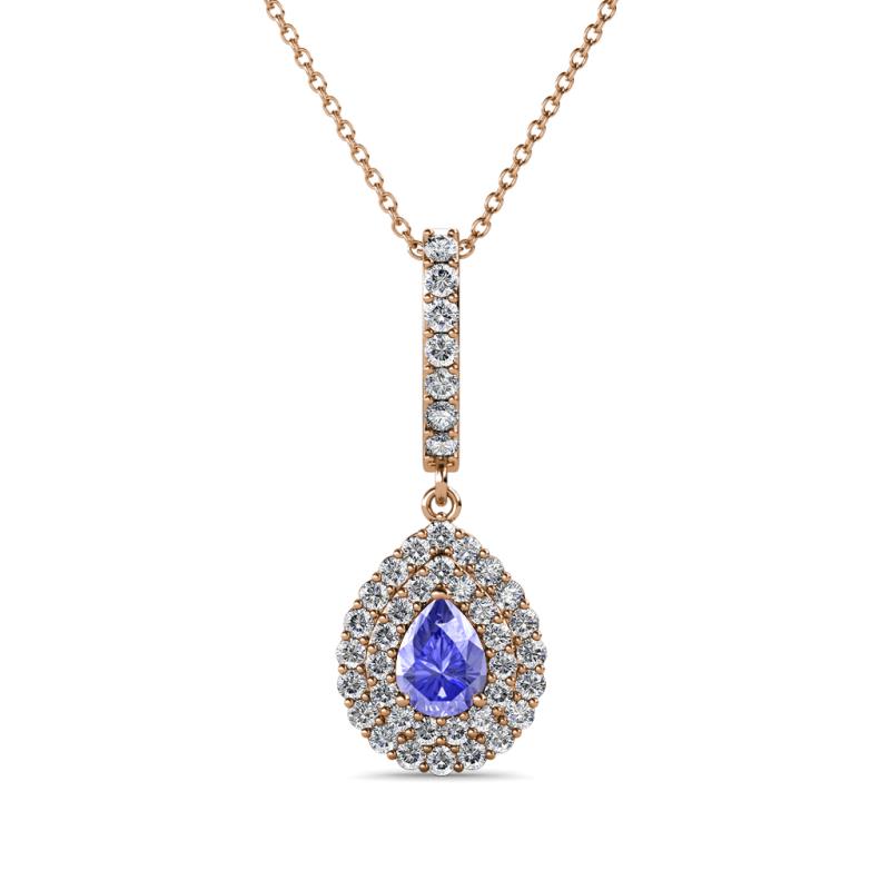 Liz Tanzanite and Diamond Teardrop Halo Pendant 