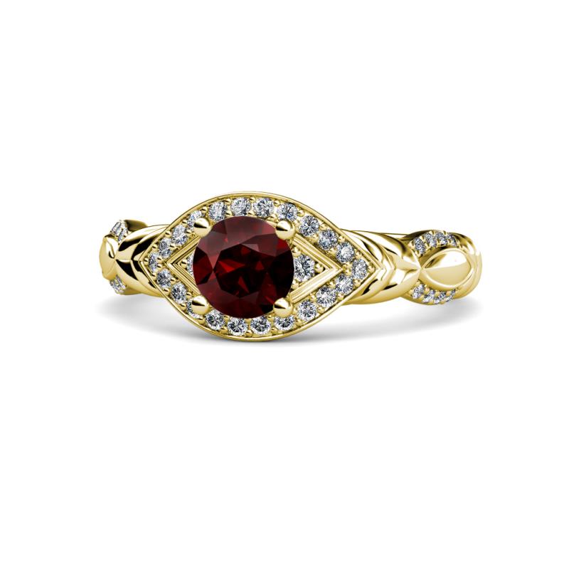 Kalila Signature Red Garnet and Diamond Engagement Ring 
