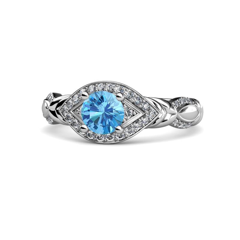 Kalila Signature Blue Topaz and Diamond Engagement Ring 